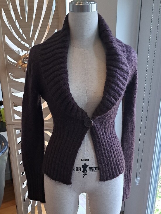 H&M Sweaters - H&M Plum Shawl-Collar Single-Button Knit Cardigan